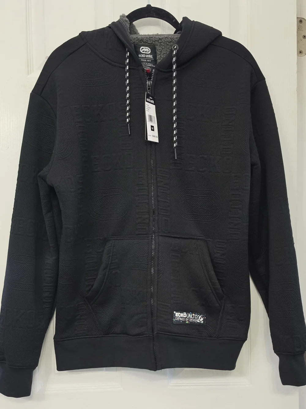 Ecko Unlimited Black Full-Zip Tip Top Sherpa Hoodie Medium NWT